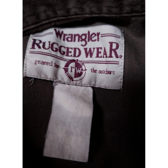 Wrangler Rugged Wear Mens XL Brown Short Sleeve Button Up Work Shirt - Picture 10 of 10